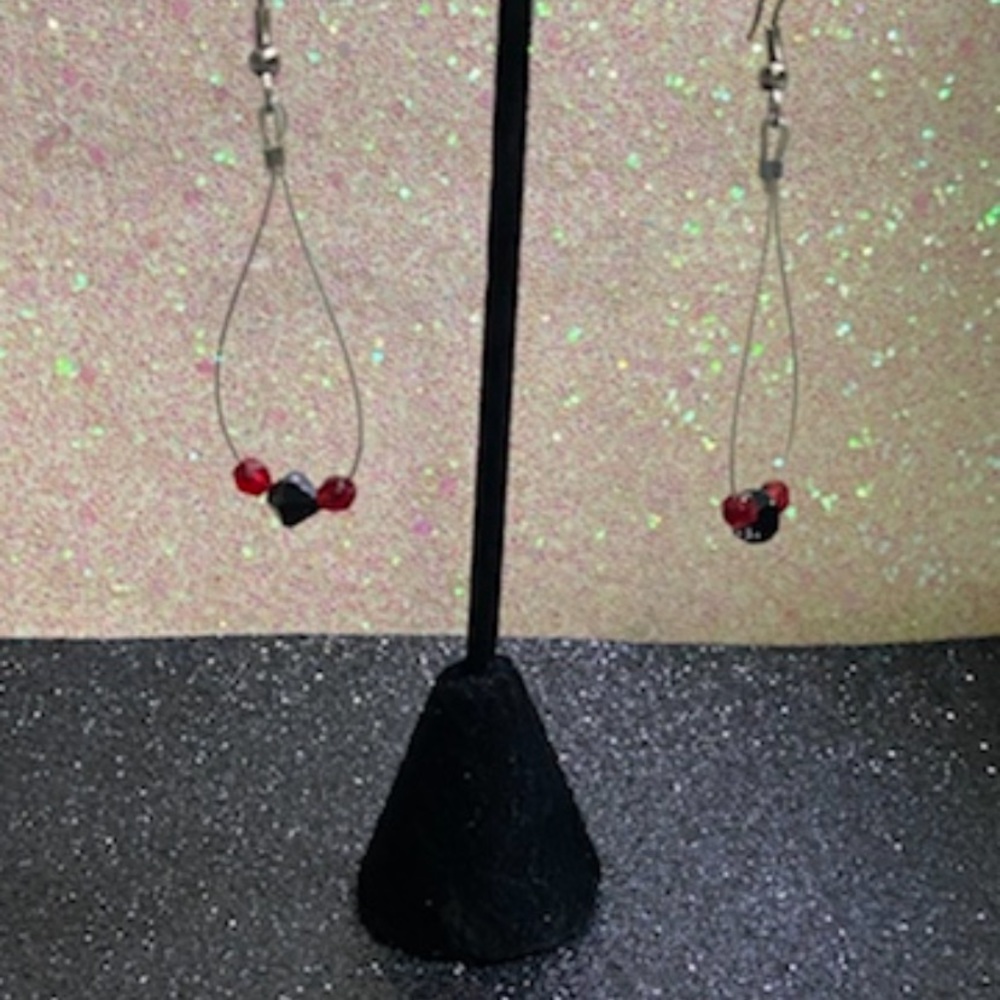 Black and red earrings